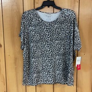 Leopard Print Top Embellished w/Sequins